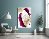 Burgundy Leaves Glass Wall Art