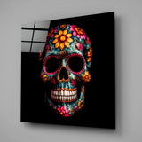 Flowery Skull Glass Wall Art  || Designers Collection