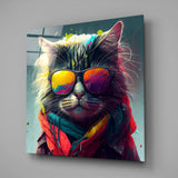 Cool Cat Glass Wall Art  || Designers Collection