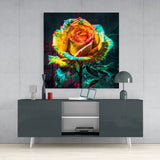 Yellow Rose Glass Wall Art