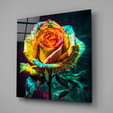 Yellow Rose Glass Wall Art