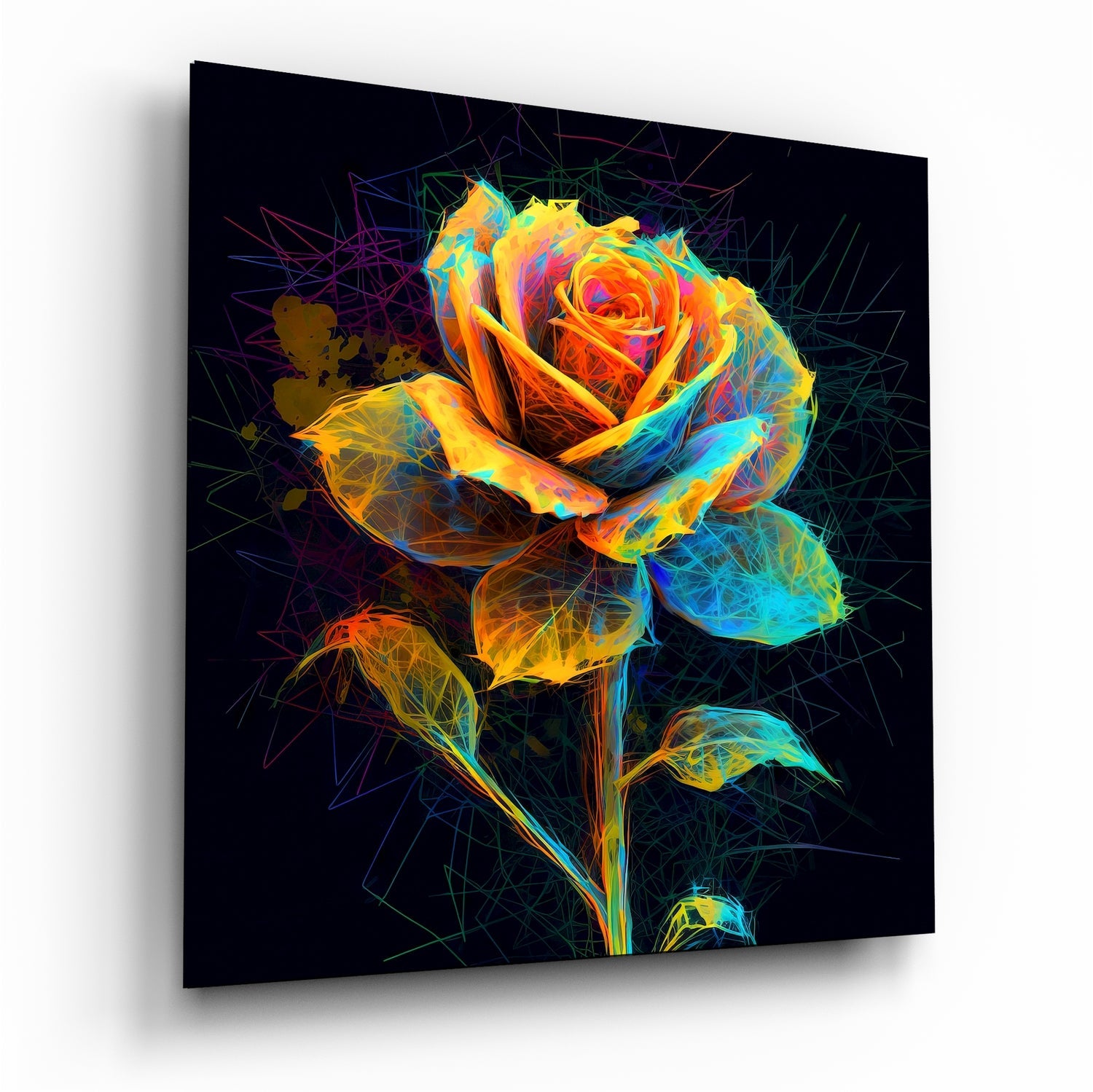 Yellow Rose Glass Wall Art