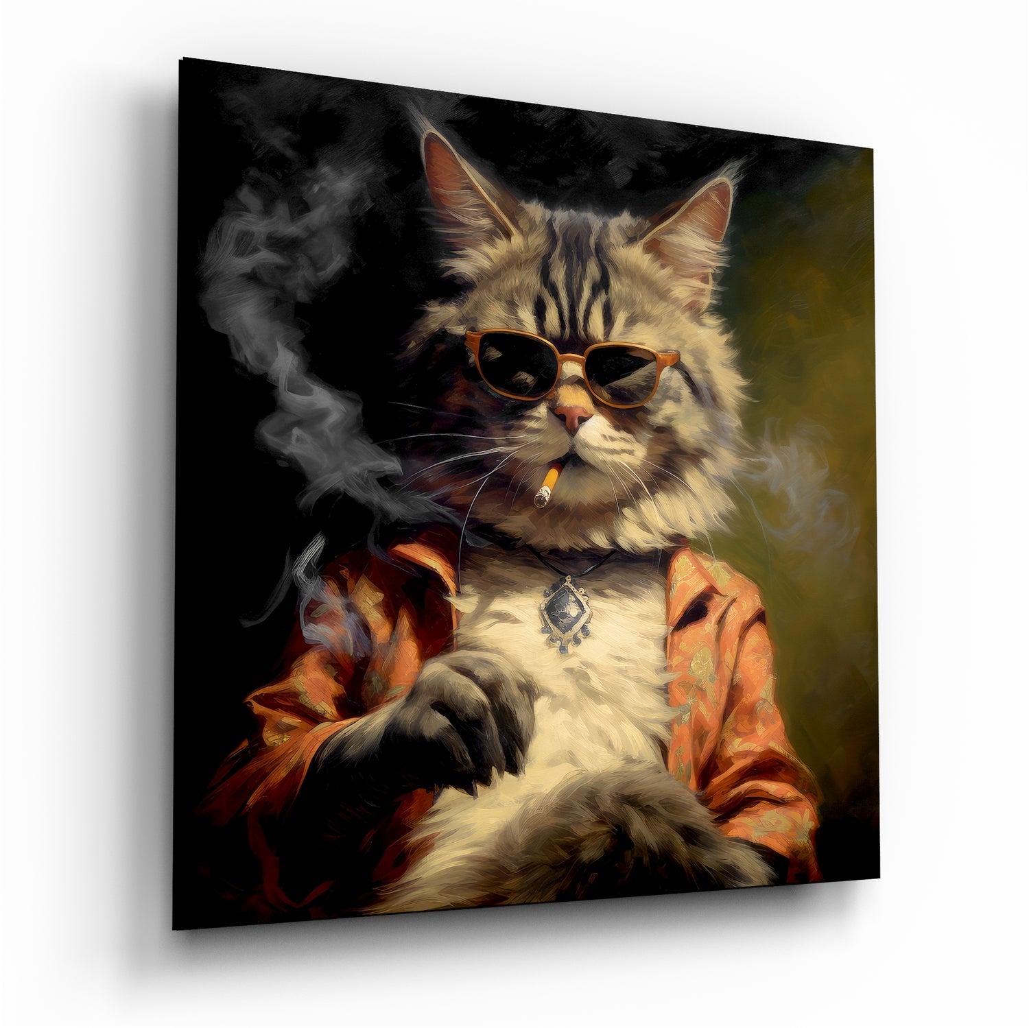 Cool Cat Glass Wall Art