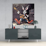 Rocker Rabbit Glass Wall Art