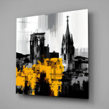 Gray City With Light Glass Wall Art