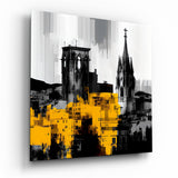 Gray City With Light Glass Wall Art