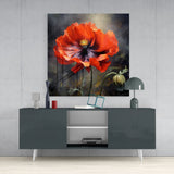 Poppy Flower Glass Wall Art