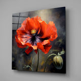 Poppy Flower Glass Wall Art