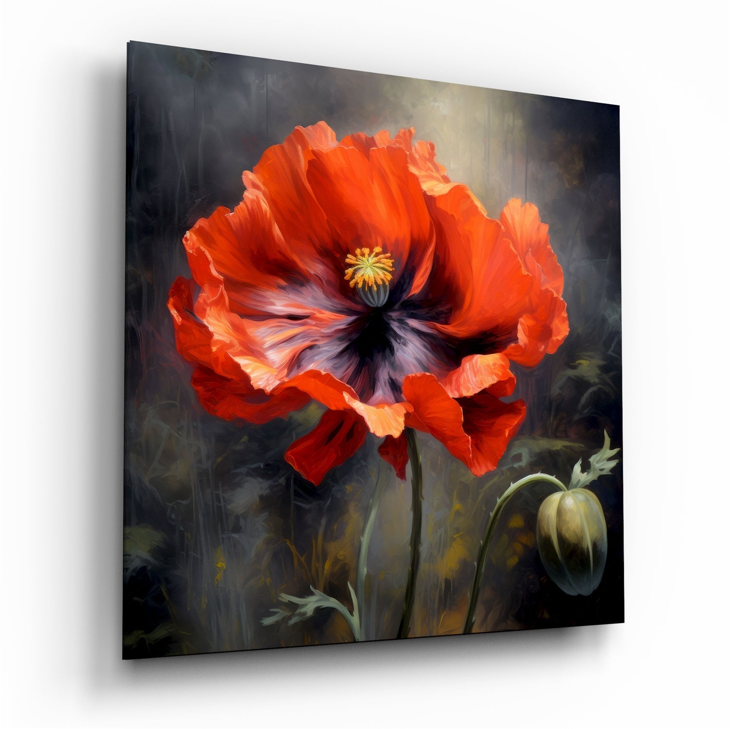 Poppy Flower Glass Wall Art