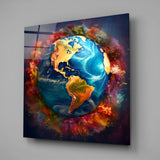 Color Explosions On Earth Glass Wall Art|| Designer's Collection