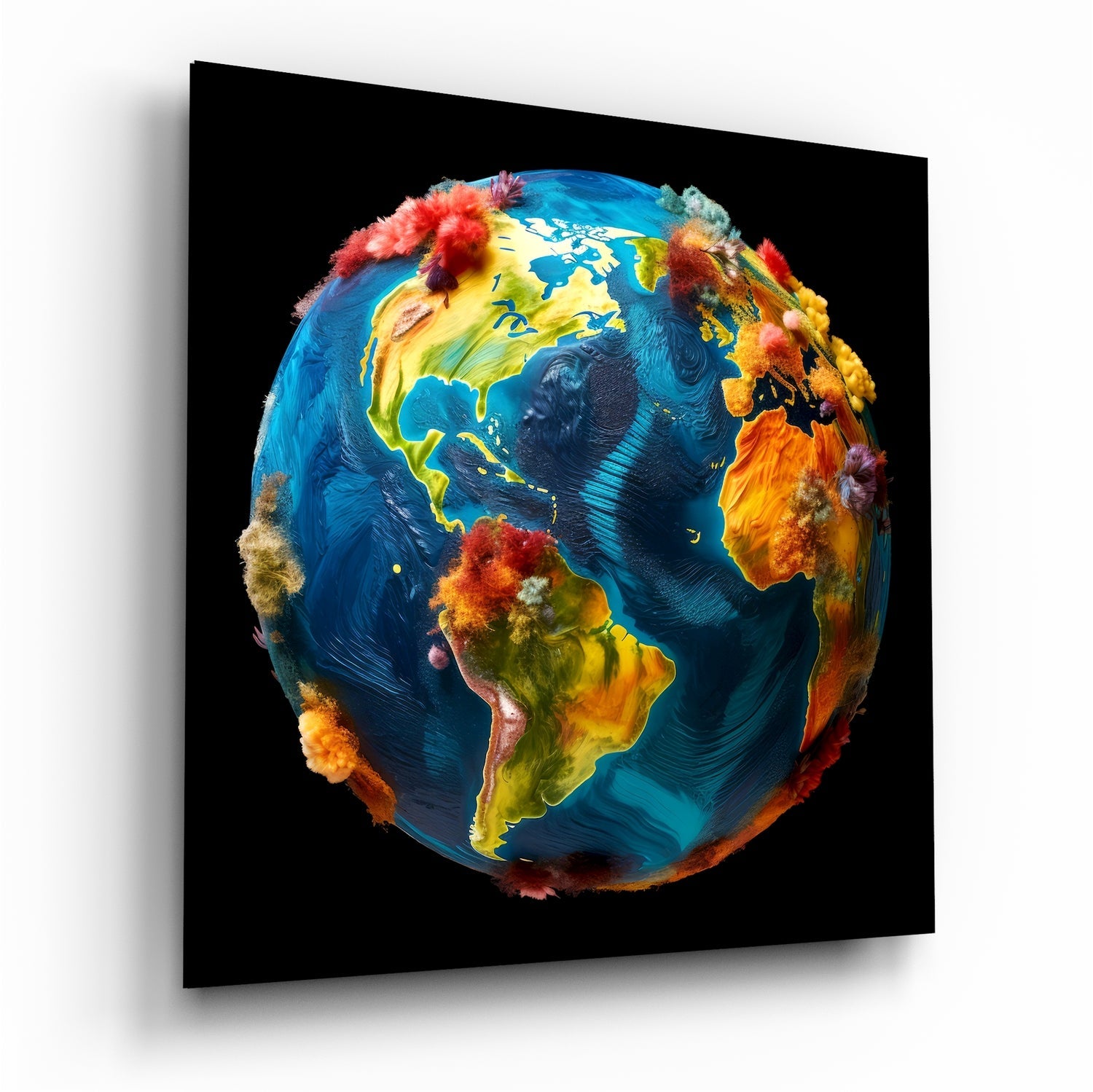 Color Explosions On Earth Glass Wall Art|| Designer's Collection