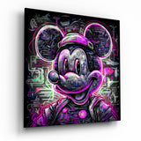 Neon Mickey Glass Wall Art|| Designer's Collection