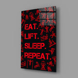 Eat, Lift, Sleep Glass Wall Art