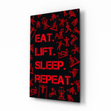 Eat, Lift, Sleep Glass Wall Art