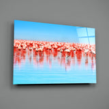 Flamingos Glass Wall Art