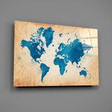 World Map Glass Wall Art