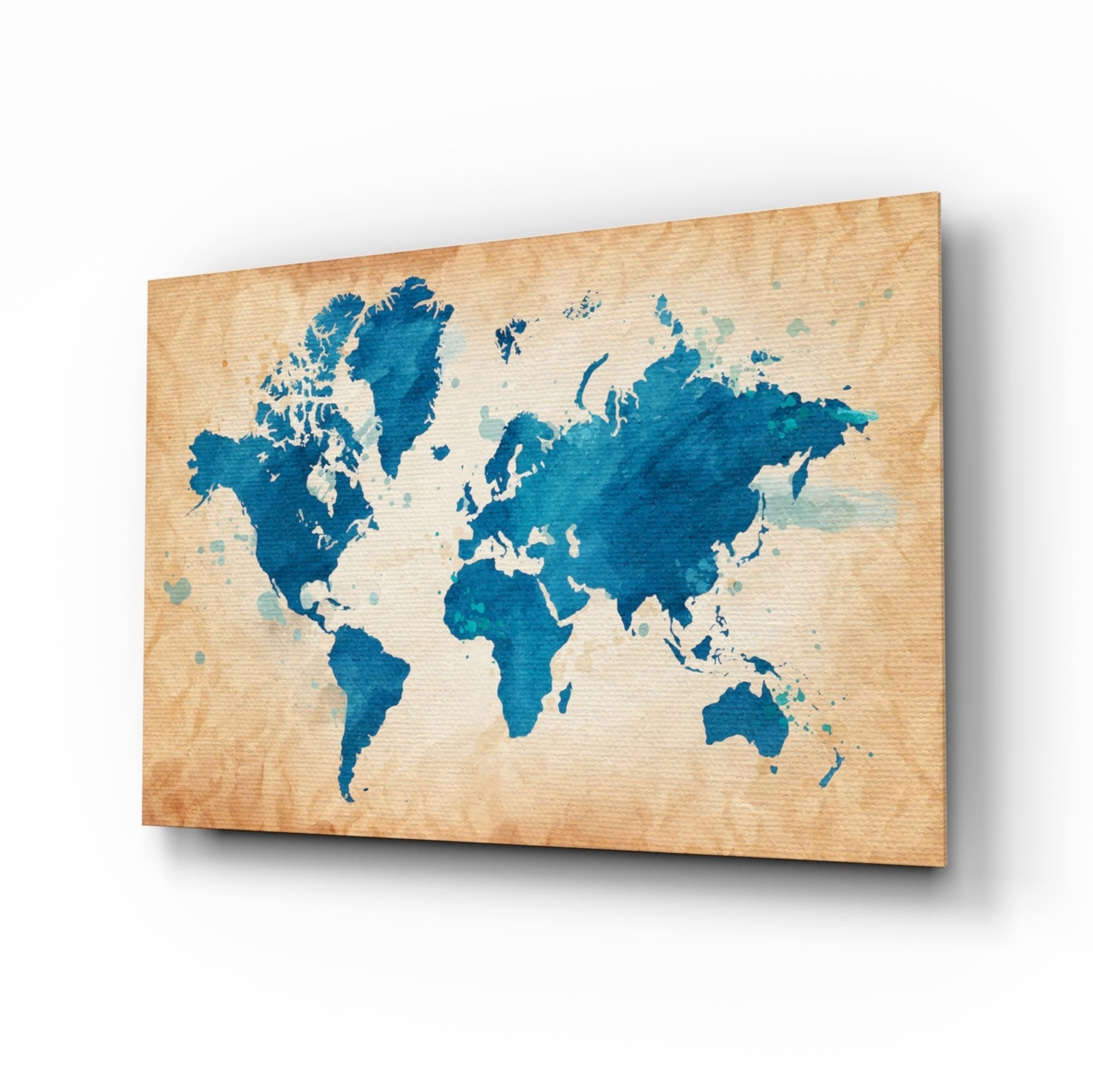 World Map Glass Wall Art