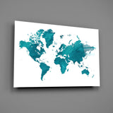 World Map Glass Wall Art