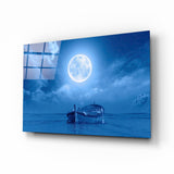Moon and Boat Glass Wall Art | insigneart.co.uk