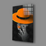 Orange Hat Glass Wall Art | insigneart.co.uk