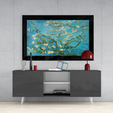 Turquoise Almond Flowers Glass Wall Art | insigneart.co.uk