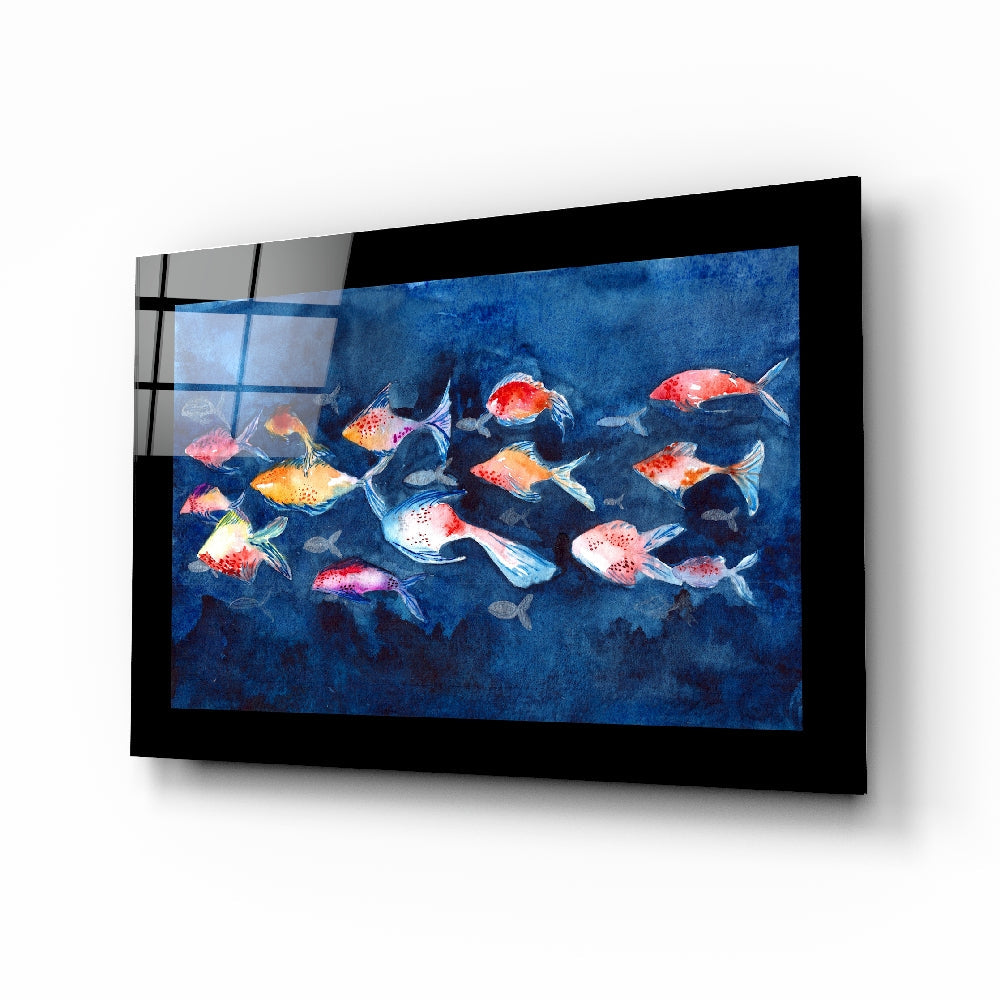 Colorful Fishes Glass Wall Art | insigneart.co.uk