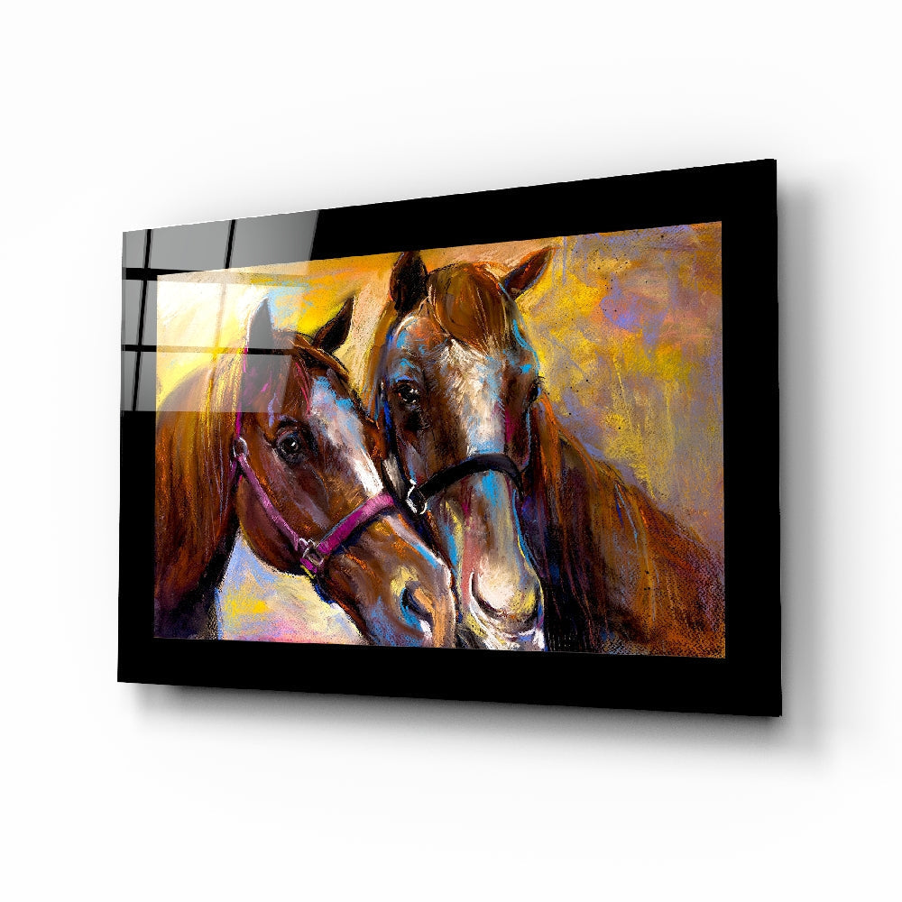 Farm Horses Glass Wall Art | insigneart.co.uk