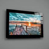 Sunset on the Dock Glass Wall Art | insigneart.co.uk