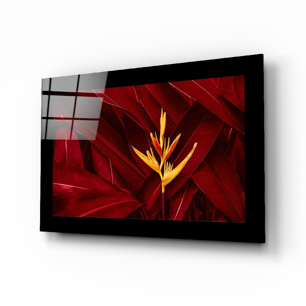 Red Leaves Glass Wall Art | insigneart.co.uk