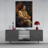 Elvis Presley in the Throne Glass Wall Art || Designer's Collection