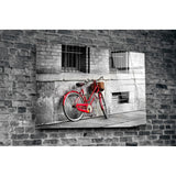 Red Bicycle Glass Wall Art | insigneart.co.uk