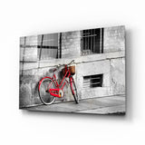 Red Bicycle Glass Wall Art | insigneart.co.uk