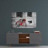 Red Bicycle Glass Wall Art | insigneart.co.uk