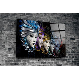 Venetian Carnival Masks Glass Wall Art | insigneart.co.uk