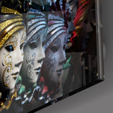 Venetian Carnival Masks Glass Wall Art | insigneart.co.uk