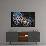 Venetian Carnival Masks Glass Wall Art | insigneart.co.uk