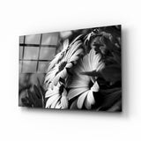 Black - White Flower Glass Wall Art | insigneart.co.uk