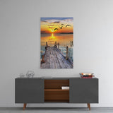 Sunset on the Dock Glass Wall Art | insigneart.co.uk