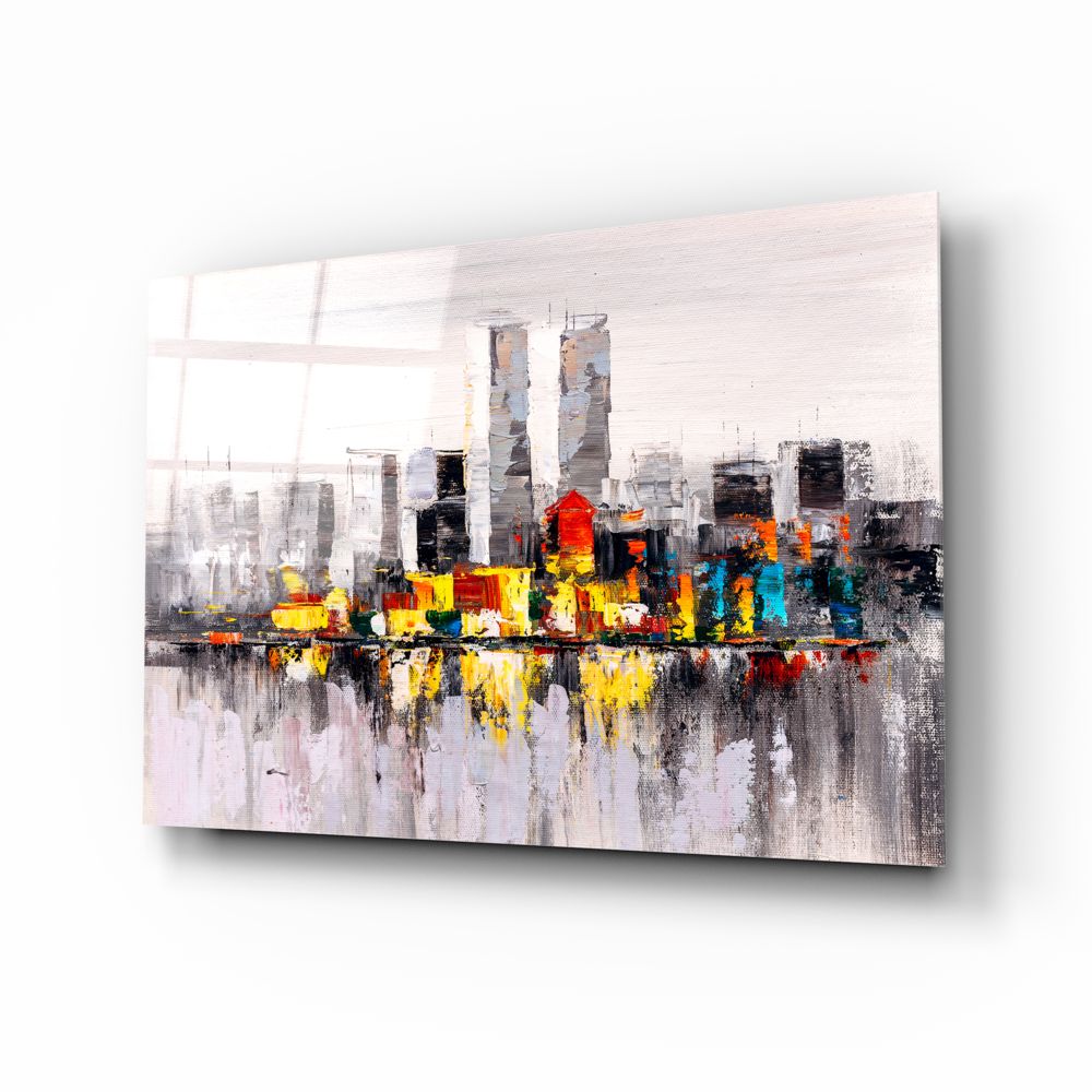 Abstract City Glass Wall Art | insigneart.co.uk