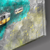 Illustration Tram Glass Wall Art | insigneart.co.uk