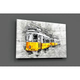 Yellow Tram Basel Glass Wall Art | insigneart.co.uk