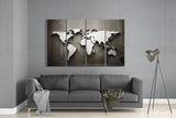 World Map 4 Pieces Mega Glass Wall Art (150x92 cm)