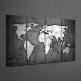 World Map 4 Pieces Mega Glass Wall Art (150x92 cm)