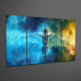 Astronaut  4 Pieces Mega Glass Wall Art (150x92 cm)