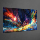 Colorful Space 4 Pieces Mega Glass Wall Art (150x92 cm)