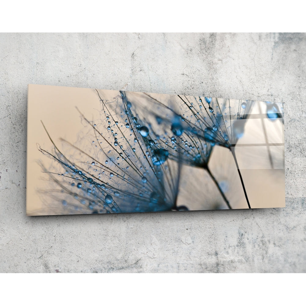 Macro Dandelion Glass Wall Art (92x36 cm)