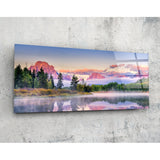 Foggy Mountain Glass Wall Art (92x36 cm)