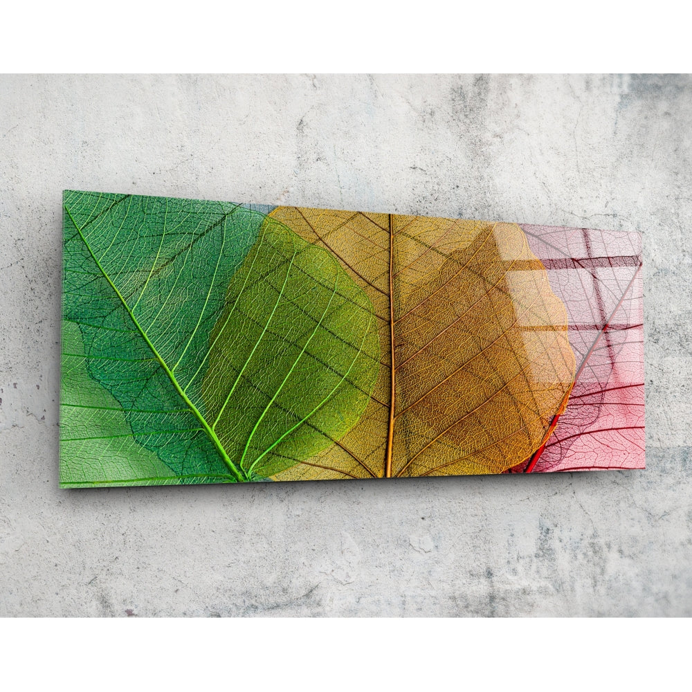 Leaves Glass Wall Art (92x36 cm)