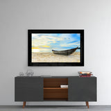 Boat on the Beach Glass Wall Art
